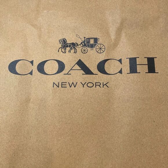 Coach Brown Shopping Gift Bag with Handle Kraft Paper Reusable H 12"xW 16"xD 6" - Picture 2 of 12